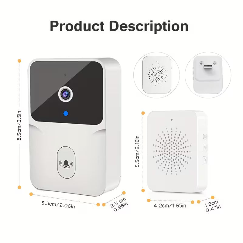 Wireless Smart Doorbell with HD Camera – 2-Way Call, Photo/Recording & Night Vision