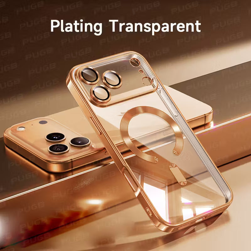 Luxury Plating Transparent Magnetic Wireless Charging iPhone Case