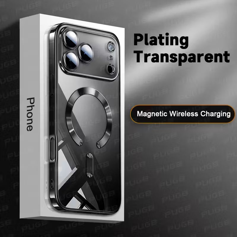 Luxury Plating Transparent Magnetic Wireless Charging iPhone Case