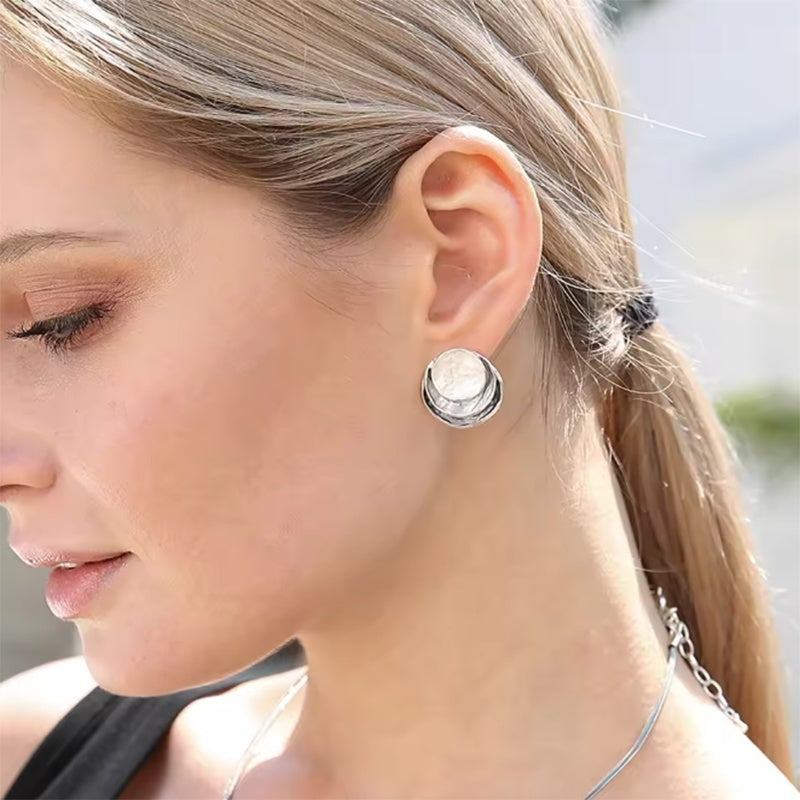 Three-colored Painting Round Earrings