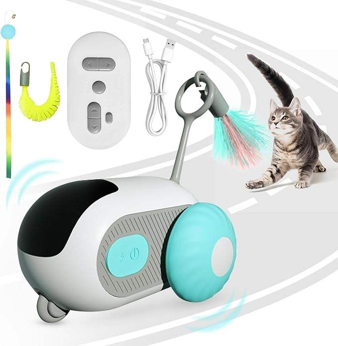 Smart Cat & Dog Toy Car – 2 Modes Automatic Moving & Remote Controlled Interactive Pet Toy