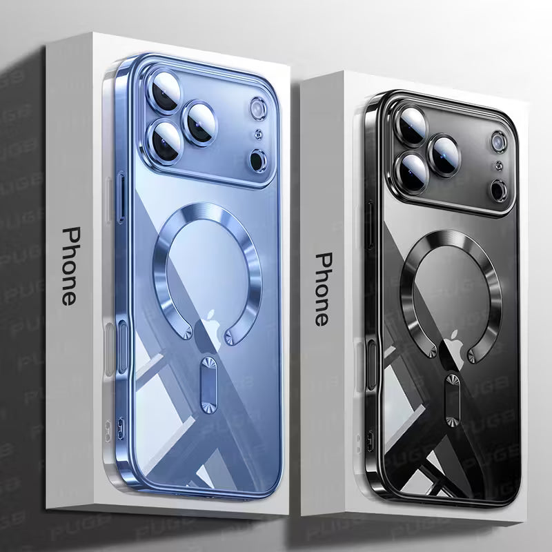 Luxury Plating Transparent Magnetic Wireless Charging iPhone Case