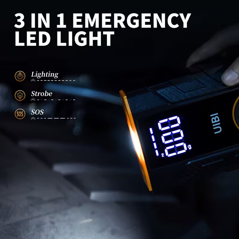 7-in-1 Portable Car Jump Starter with Tyre Inflator, PD45W Power Bank, 10 Protections, LED Torch | AU Plug for Vehicles & Camping