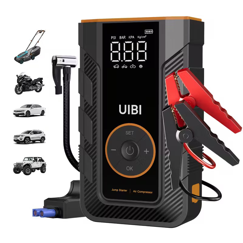 7-in-1 Portable Car Jump Starter with Tyre Inflator, PD45W Power Bank, 10 Protections, LED Torch | AU Plug for Vehicles & Camping