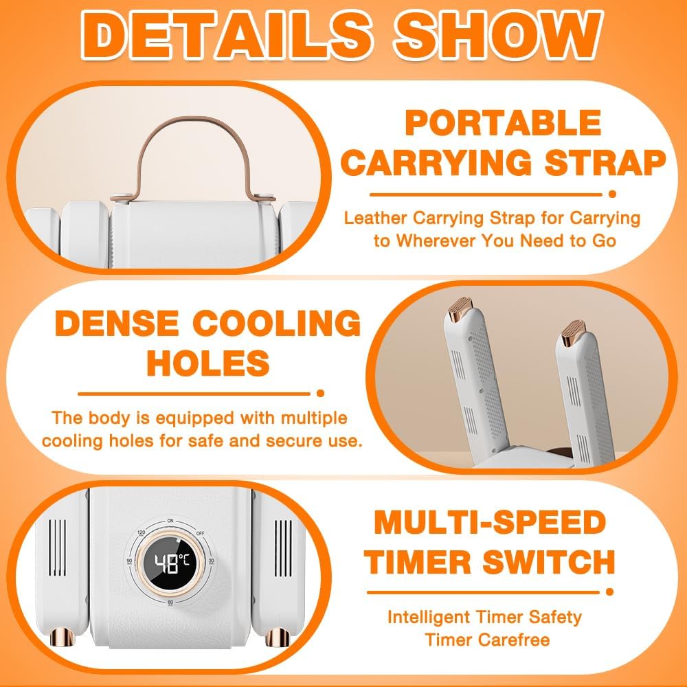 Electric Shoe Dryer Quick Deodorizing  Heating for Boots Gloves  Hats  Portable  Quiet