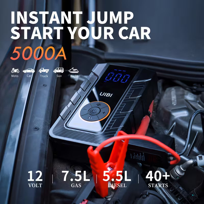 7-in-1 Portable Car Jump Starter with Tyre Inflator, PD45W Power Bank, 10 Protections, LED Torch | AU Plug for Vehicles & Camping