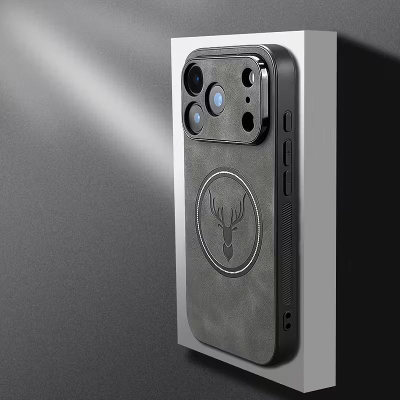 Luxury Retro Faux Sheepskin Faux Leather Magnetic Wireless Charging Case